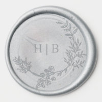 Elegant Envelope Silver Floral Monogram Wreath