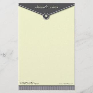 Elegant Envelope (slate) Monogram Stationery