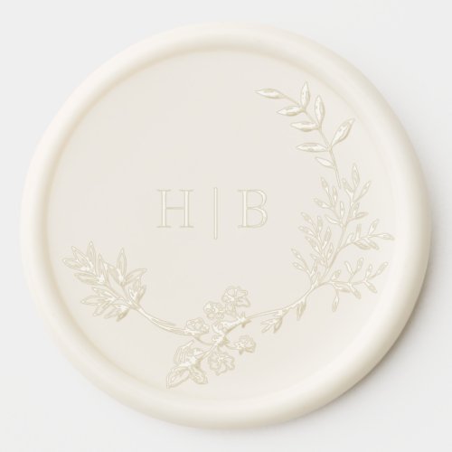 Elegant Envelope White Floral Monogram Wreath Wax Seal Sticker