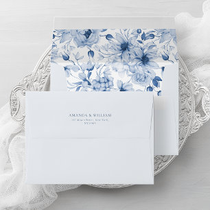 Elegant envelope with dusty blue flowers