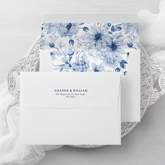Elegant envelope with dusty blue flowers (Creator Uploaded)