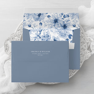 Elegant envelope with dusty blue flowers