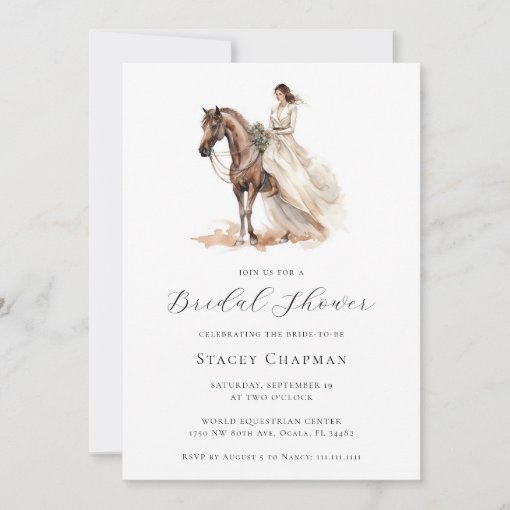 Elegant Equestrian Bride Horse Bridal Shower Invitation Zazzle
