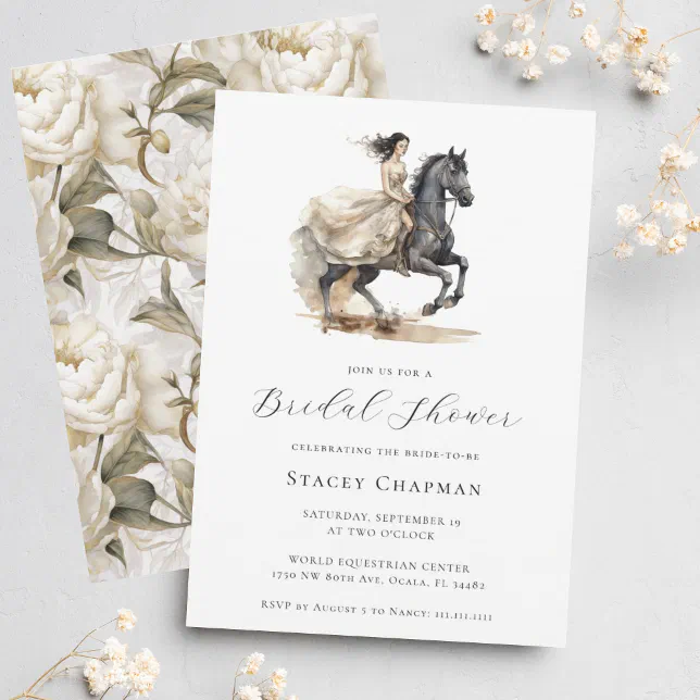 Elegant Equestrian Bride Horse Bridal Shower Invitation Zazzle