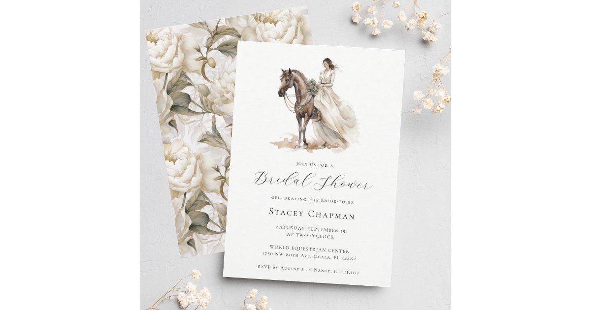 Elegant Equestrian Bride Horse Bridal Shower Invitation Zazzle