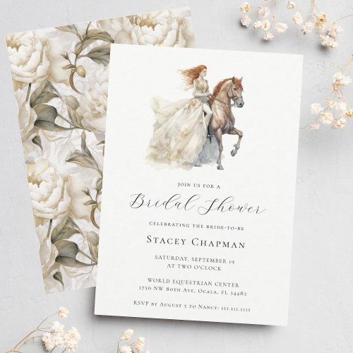 Elegant Equestrian Bride Horse Bridal Shower Invitation