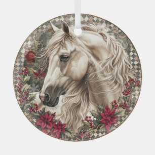 Elegant Equestrian Christmas  Glass Ornament