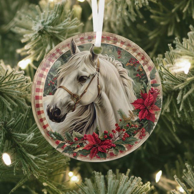 Elegant Equestrian Christmas  Glass Ornament (Insitu)
