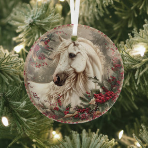 Elegant Equestrian Christmas  Glass Ornament