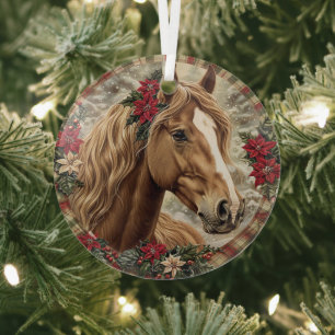 Elegant Equestrian Christmas  Glass Ornament