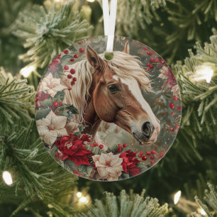 Elegant Equestrian Christmas  Glass Ornament
