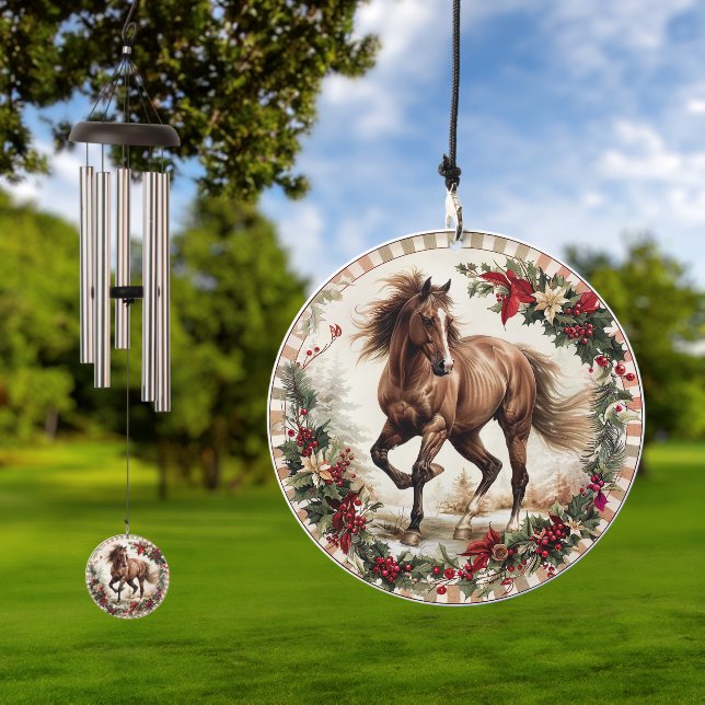 Elegant Equestrian Christmas  Wind Chime (Outdoor)