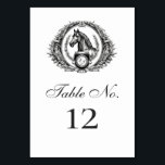 Elegant Equestrian Horse Monogram Crest Wedding Table Number<br><div class="desc">A very elegant equestrian wedding table number card design that makes a classy and formal choice for any elevated wedding celebration or other luxury equestrian event. Featuring a horse monogram crest with the couple's initials (contact me if you need help with the placement of the monogram) and fully customizable text...</div>