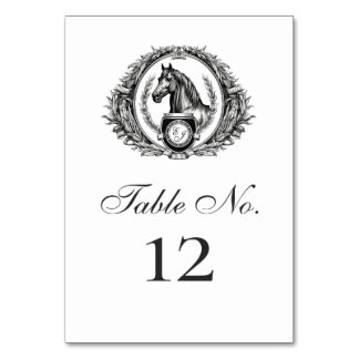 Elegant Equestrian Horse Monogram Crest Wedding Table Number