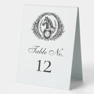 Elegant Equestrian Horse Monogram Crest Wedding Table Tent
