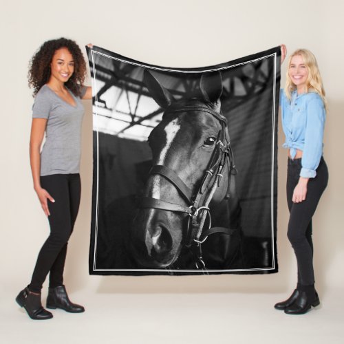 Elegant Equestrian Horse Photo Memorial Frame Fleece Blanket