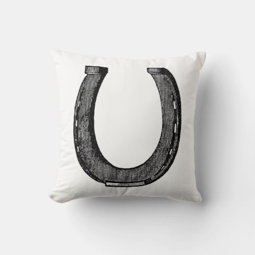 Elegant Equestrian Horse Vintage Horseshoe Throw Pillow