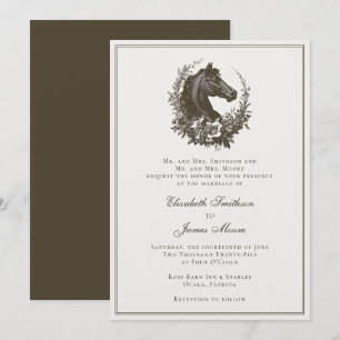 Elegant Equestrian Horse Wreath Equine Wedding Invitation