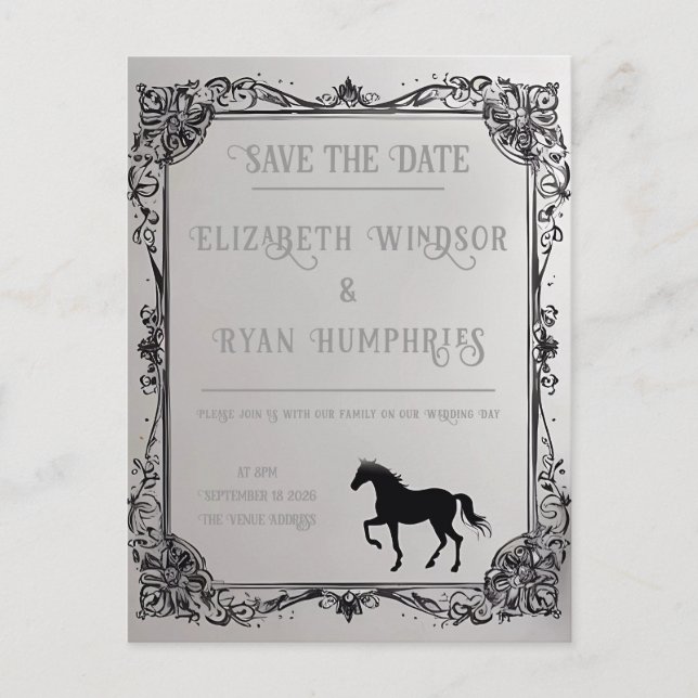 Elegant Equestrian Romance Postcard (Front)
