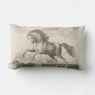 Elegant Equestrian Vintage Horse Illustration Lumbar Pillow