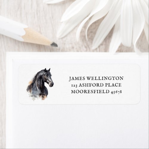 Elegant Equestrian Watercolor Horse Label