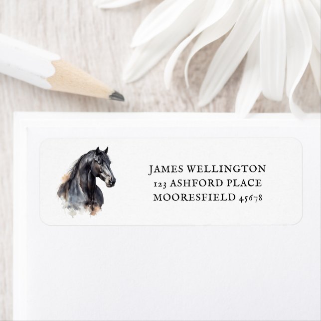 Elegant Equestrian Watercolor Horse Label (Insitu)