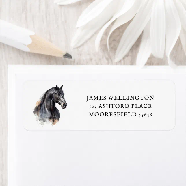 Cheval Label Elegant Equestrian Watercolor Horse Label | Zazzle