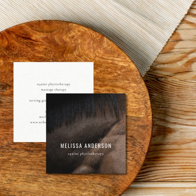 Elegant Equine Chiropractor Physiotherapist Photo  Square Business Card (Creator Uploaded)
