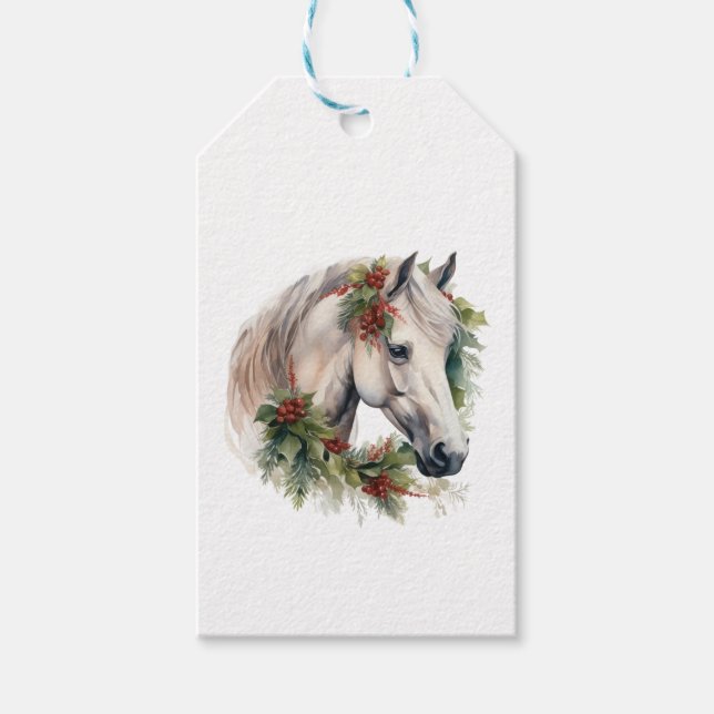 Elegant Equine Christmas Gift Tags (Front)