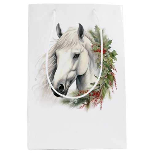 Elegant Equine Christmas Medium Gift Bag