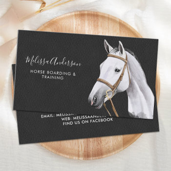 Elegant Equine Horse Personalized Equestrian Business Card by BlackDogArtJudy at Zazzle