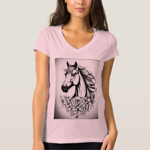 Elegant Equine Majesty â Intricately Designed Hors T_Shirt