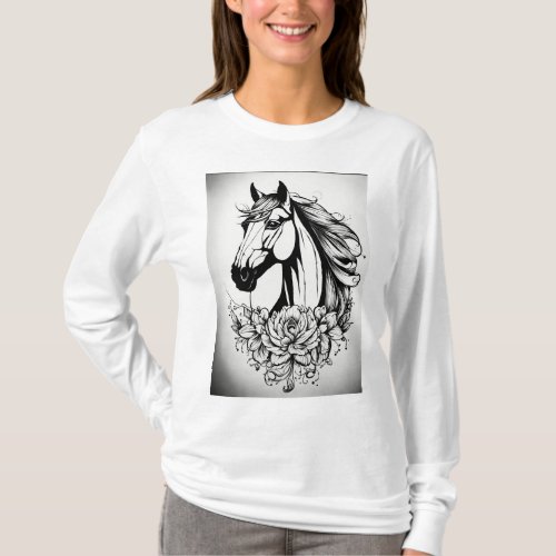 Elegant Equine Majesty â Intricately Designed Hors T_Shirt