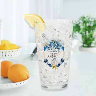 Elegant Equipped by God's Grace Blue Gold Floral Glass
