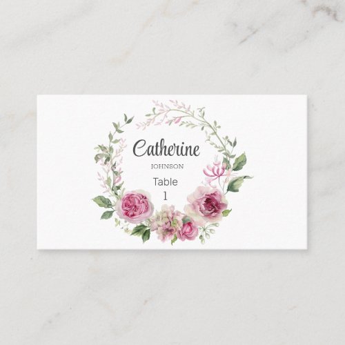 Elegant Escort Pink Rose Peony Wedding Place Card