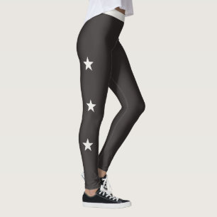 Elegant Espresso Black Neutral Stars Personalized Leggings