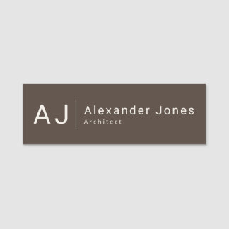 Elegant Espresso Business Minimalist Professional Name Tag