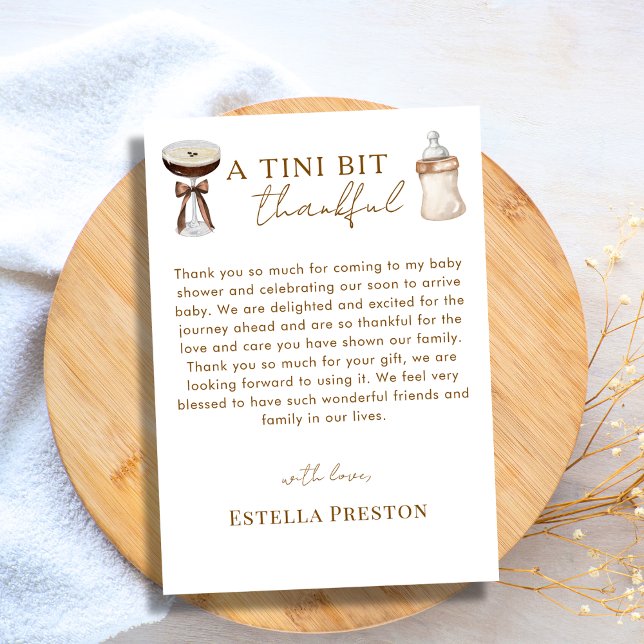 Elegant Espresso Martini & Baby Bottle Baby Shower Thank You Card (Creator Uploaded)