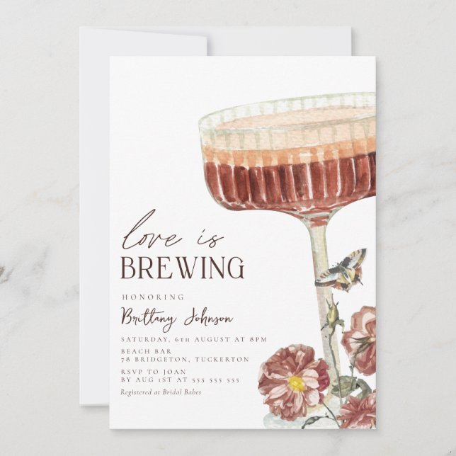 Elegant Espresso Martini Bridal Shower Invitation (Front)