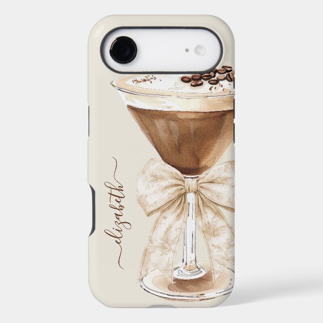 Elegant Espresso Martini Monogrammed Case-Mate iPhone Case (Back)