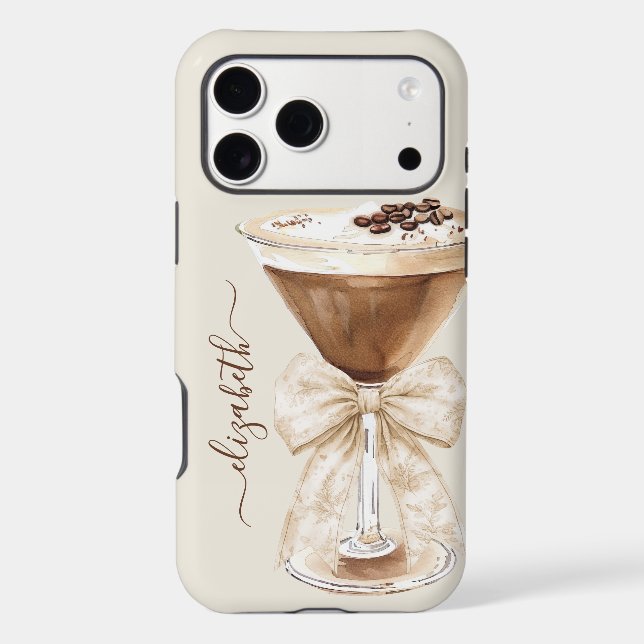 Elegant Espresso Martini Monogrammed Case-Mate iPhone Case (Back)