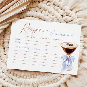 Elegant Espresso Martini Recipe Card Bridal Shower