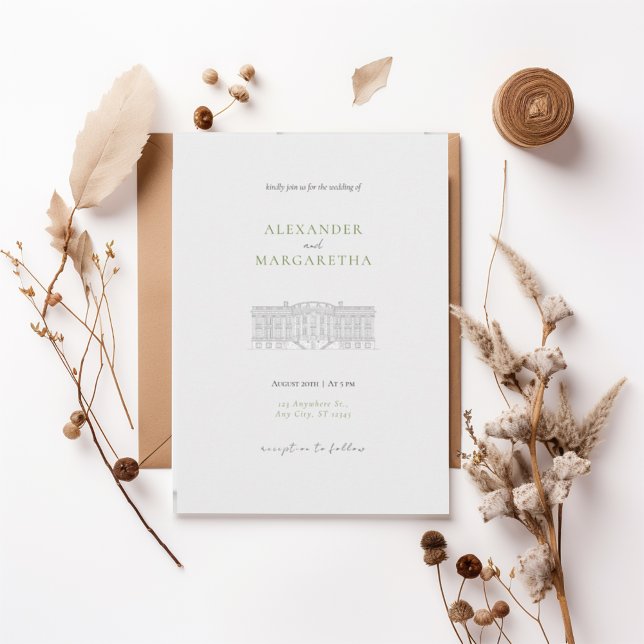 Elegant Estate Illustration Wedding Invitation (Creator Uploaded)