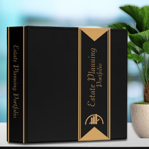 Elegant Estate Planning Portfolio - Black Gold 3 Ring Binder