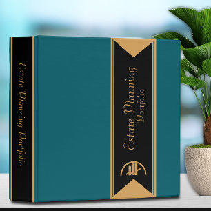 Elegant Estate Planning Portfolio - Blue   Gold  3 Ring Binder