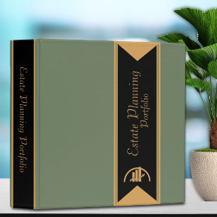 Elegant Estate Planning Portfolio - Green Gold 3 Ring Binder