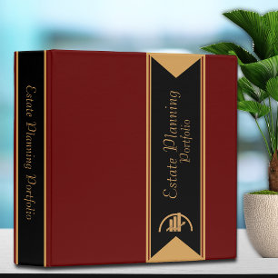 Elegant Estate Planning Portfolio - Red Gold 3 Ring Binder