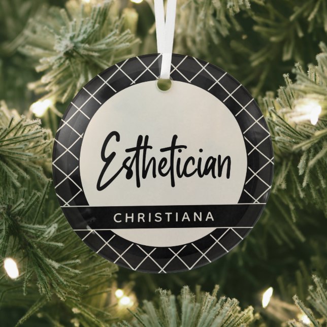 Elegant Esthetician Beautician Personalized  Glass Ornament (Insitu)