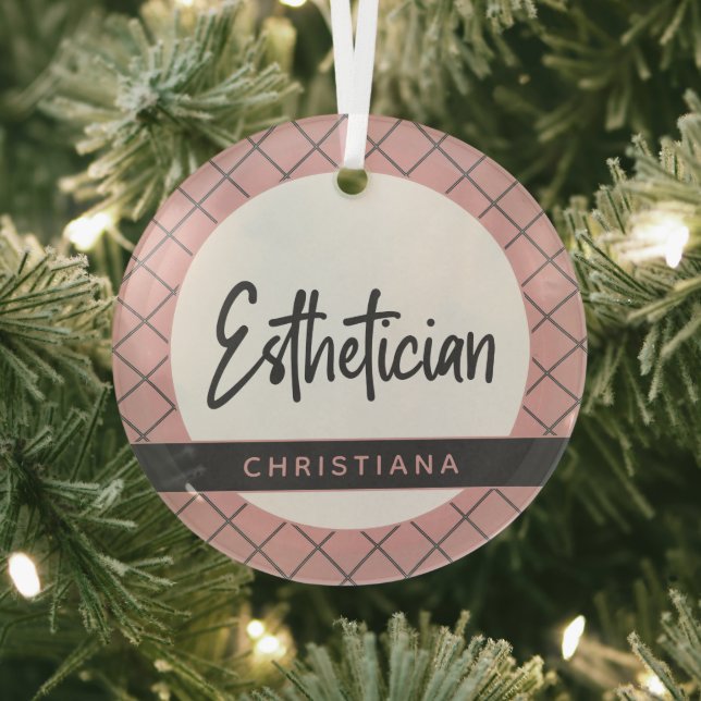 Elegant Esthetician Beautician Personalized  Glass Ornament (Insitu)