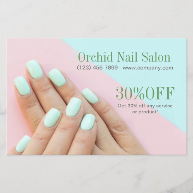 Elegant Esthetician SPA Nail Salon Price Lists  Flyer (Front)
